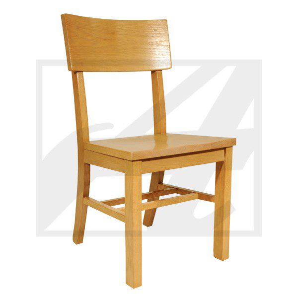 Simple wooden chair with a straight backrest and square seat.