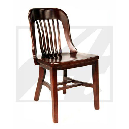 Classic wooden chair with a curved backrest and slats.
