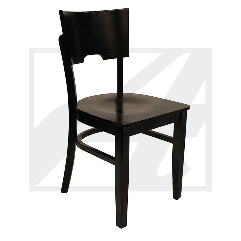 Black wooden chair with a simple, classic design.