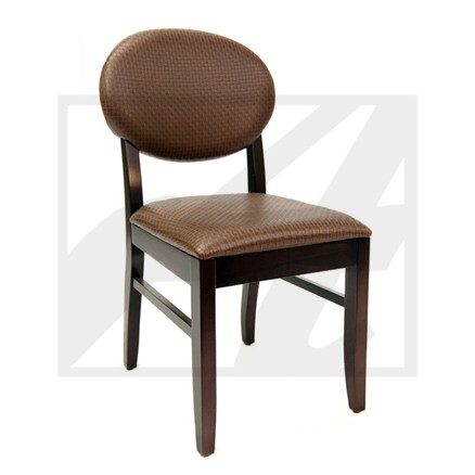 Elegant wooden chair with cushioned seat and backrest.