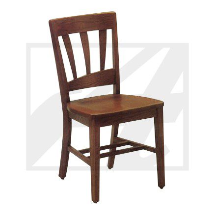 Classic wooden chair with vertical slats backrest and sturdy legs.