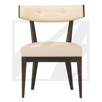 Modern wooden chair with cushioned seat and backrest in beige.