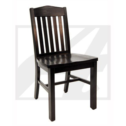 Classic wooden chair with vertical slats on the backrest.