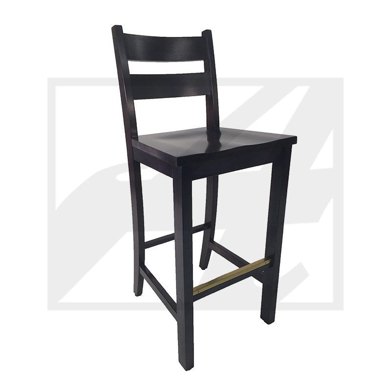 Black wooden high chair with a simple design.
