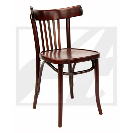 Classic wooden chair with a curved backrest and spindle design.