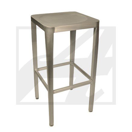 Simple metal bar stool with a square seat.