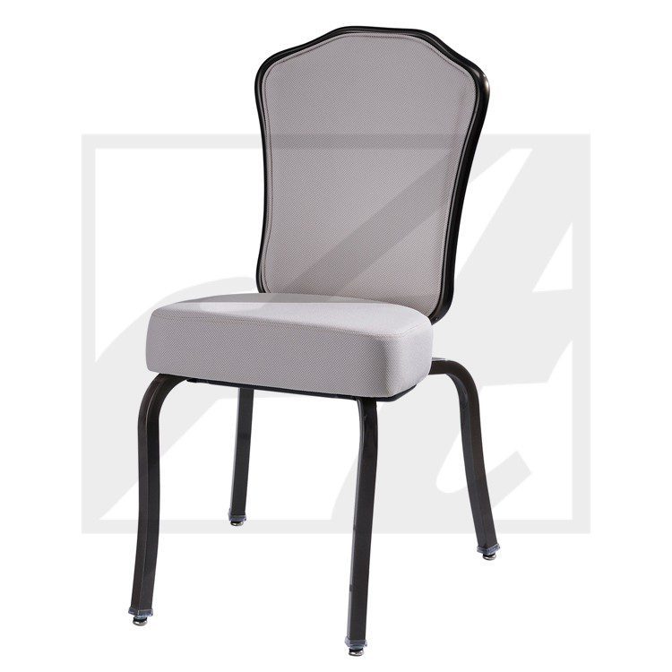 A modern chair with a mesh back and cushioned seat.