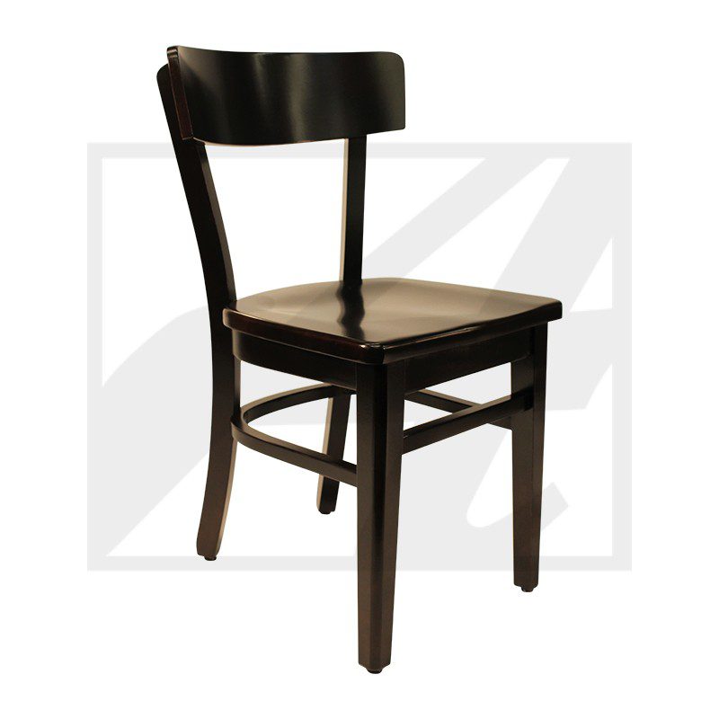 Classic wooden chair with a dark finish and woven seat.