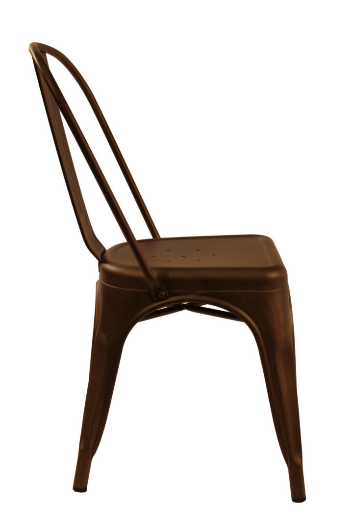 Metal brown chair with a simple industrial design.