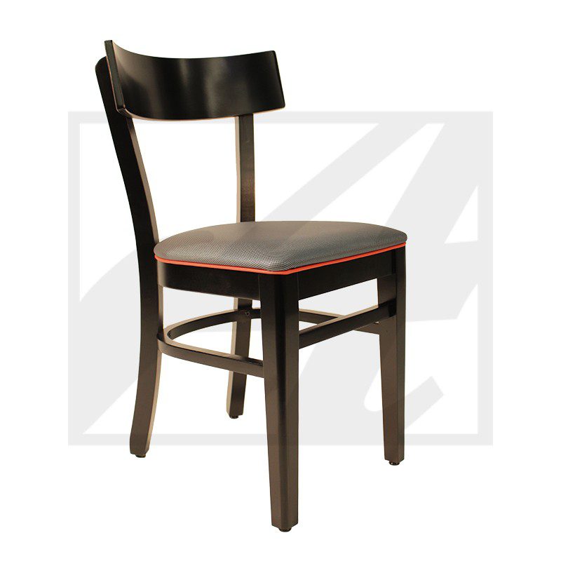 Classic wooden chair with a dark finish and a cushioned seat.
