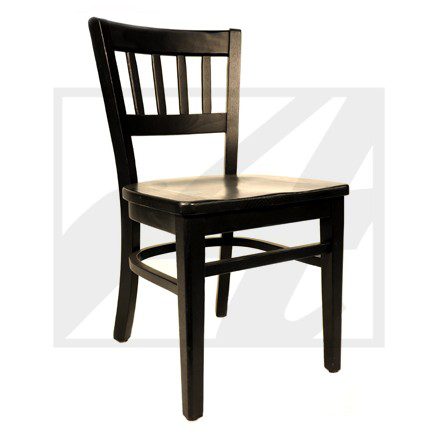 Classic wooden chair with a dark frame and light seat.