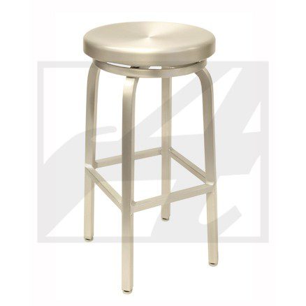 Beige cushioned bar stool with metal frame and footrest.