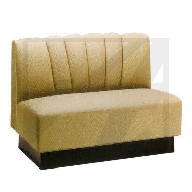 Modern beige booth seating with a black base.