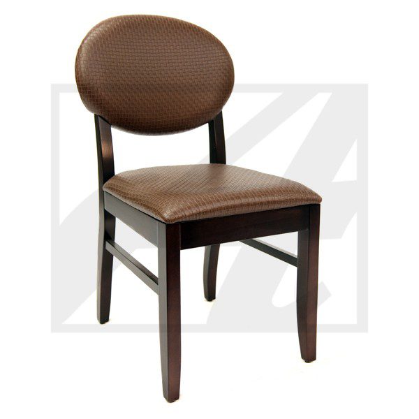 Elegant wooden chair with cushioned seat and backrest.