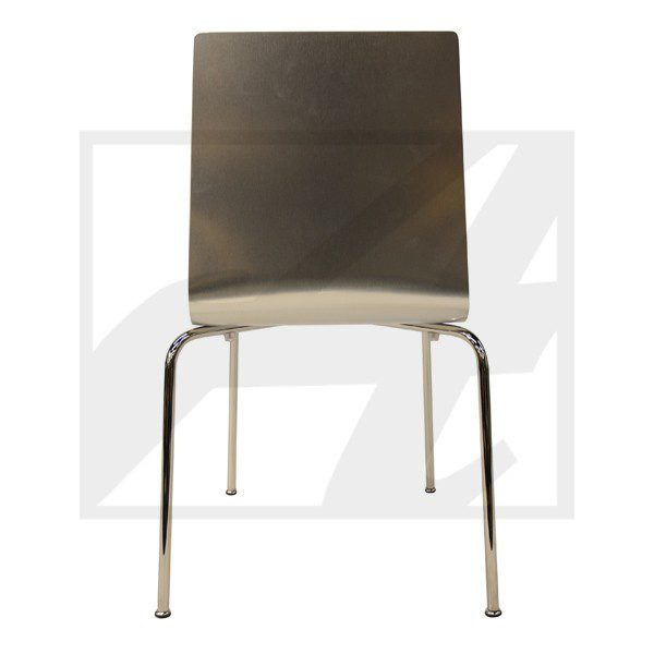 Minimalist modern chair with metal legs and a simple backrest.