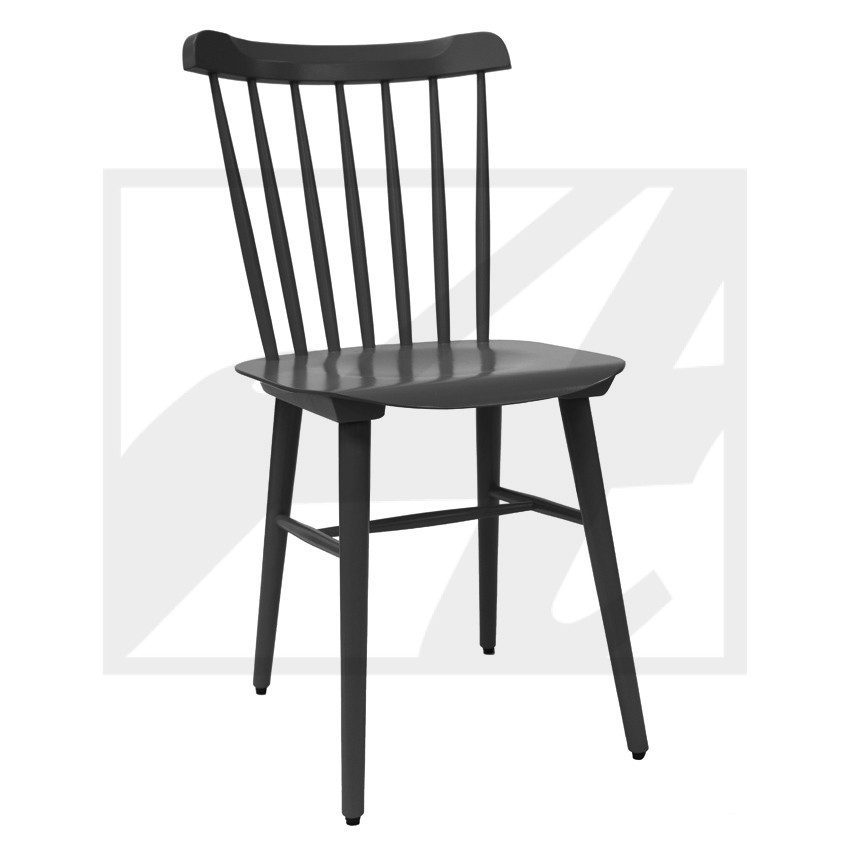 Black wooden chair with a simple, classic design.