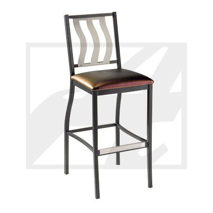 Modern bar stool with metal frame and cushioned seat.