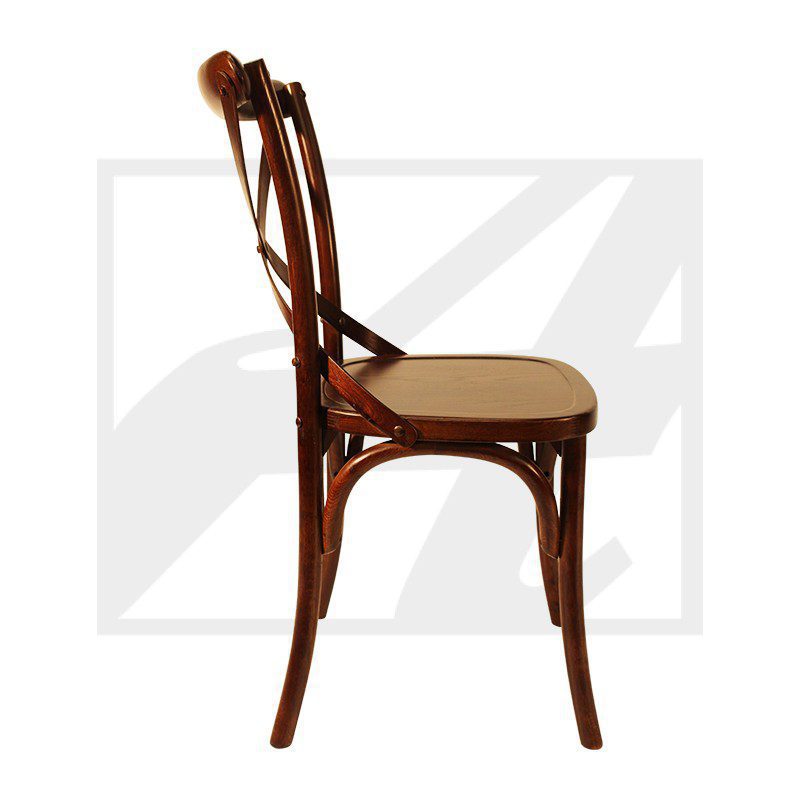 Classic wooden chair with curved backrest and woven seat.